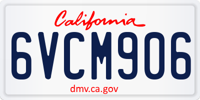 CA license plate 6VCM906