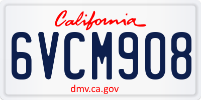 CA license plate 6VCM908