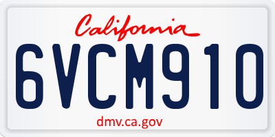 CA license plate 6VCM910