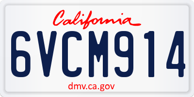 CA license plate 6VCM914