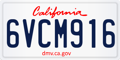 CA license plate 6VCM916