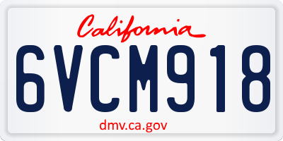 CA license plate 6VCM918