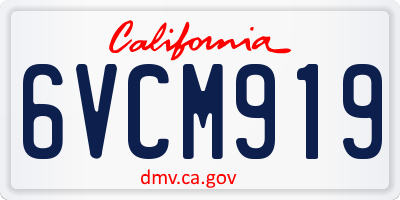 CA license plate 6VCM919