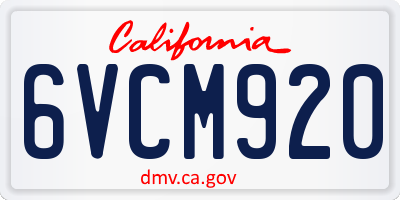 CA license plate 6VCM920
