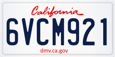 CA license plate 6VCM921