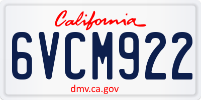 CA license plate 6VCM922