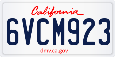 CA license plate 6VCM923