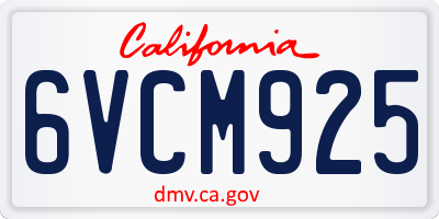 CA license plate 6VCM925
