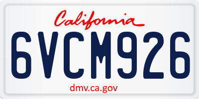 CA license plate 6VCM926