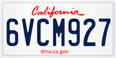 CA license plate 6VCM927