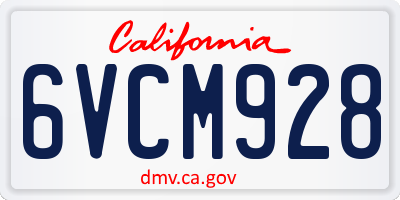 CA license plate 6VCM928