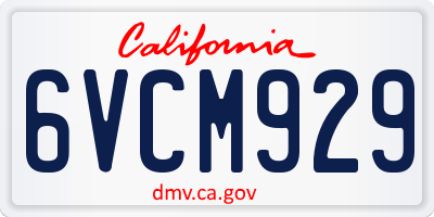 CA license plate 6VCM929