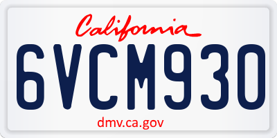 CA license plate 6VCM930