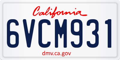 CA license plate 6VCM931