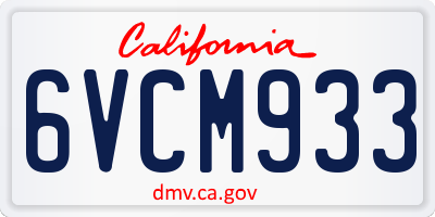 CA license plate 6VCM933