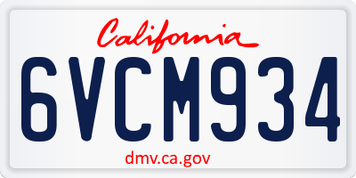 CA license plate 6VCM934
