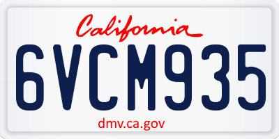 CA license plate 6VCM935