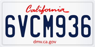 CA license plate 6VCM936