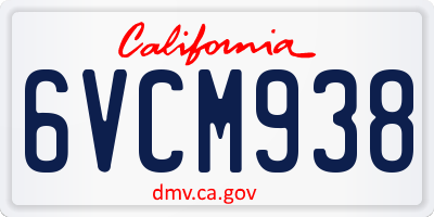 CA license plate 6VCM938