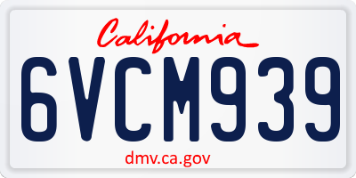 CA license plate 6VCM939