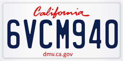 CA license plate 6VCM940
