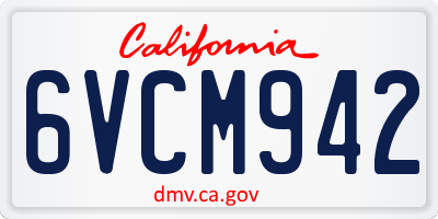 CA license plate 6VCM942