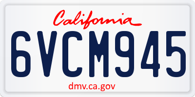 CA license plate 6VCM945