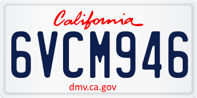 CA license plate 6VCM946
