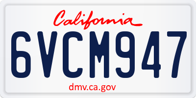 CA license plate 6VCM947