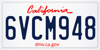 CA license plate 6VCM948