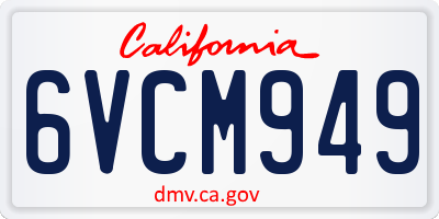 CA license plate 6VCM949