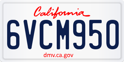 CA license plate 6VCM950