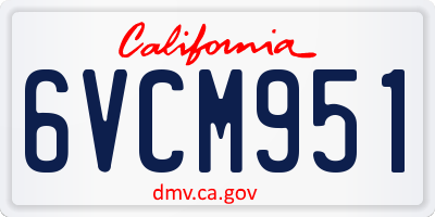 CA license plate 6VCM951