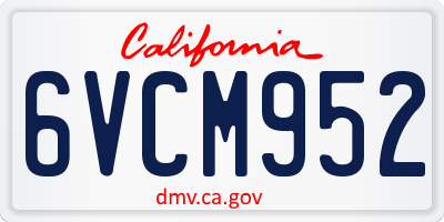CA license plate 6VCM952