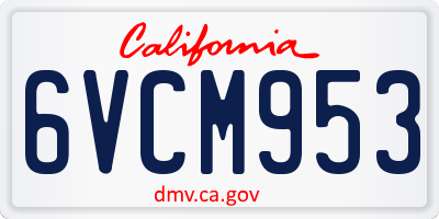 CA license plate 6VCM953