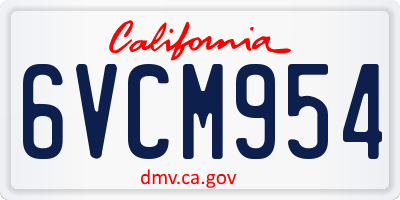 CA license plate 6VCM954
