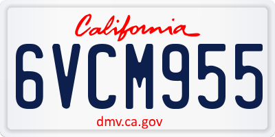 CA license plate 6VCM955