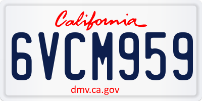 CA license plate 6VCM959