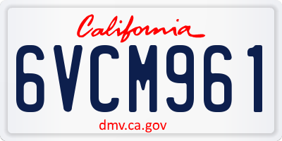 CA license plate 6VCM961