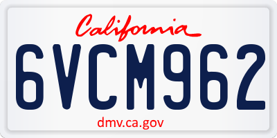 CA license plate 6VCM962