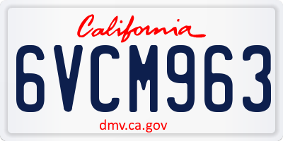 CA license plate 6VCM963