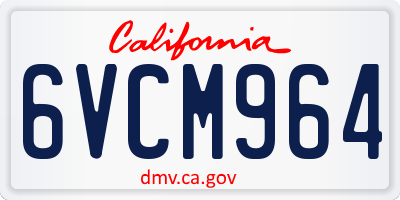 CA license plate 6VCM964