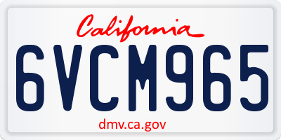 CA license plate 6VCM965