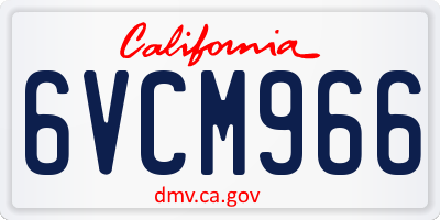 CA license plate 6VCM966