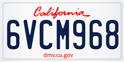 CA license plate 6VCM968