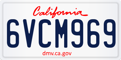 CA license plate 6VCM969