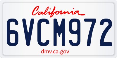CA license plate 6VCM972