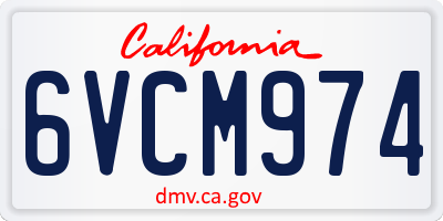 CA license plate 6VCM974