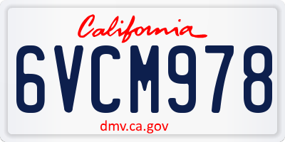 CA license plate 6VCM978