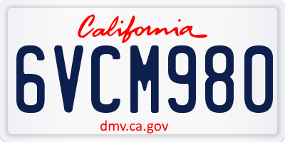 CA license plate 6VCM980